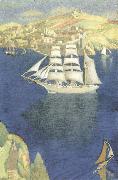 Joseph E.Southall The White Barque at Fowey oil painting artist